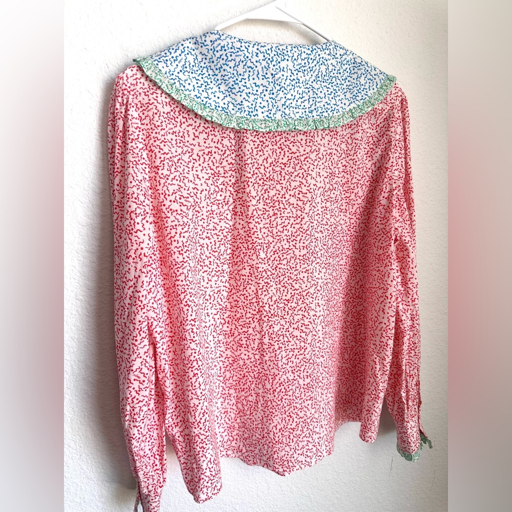 Rixo Misha Squiggle Blouse Frilled Peter Pan Collar Medium US 8 EUC - Picture 11 of 15